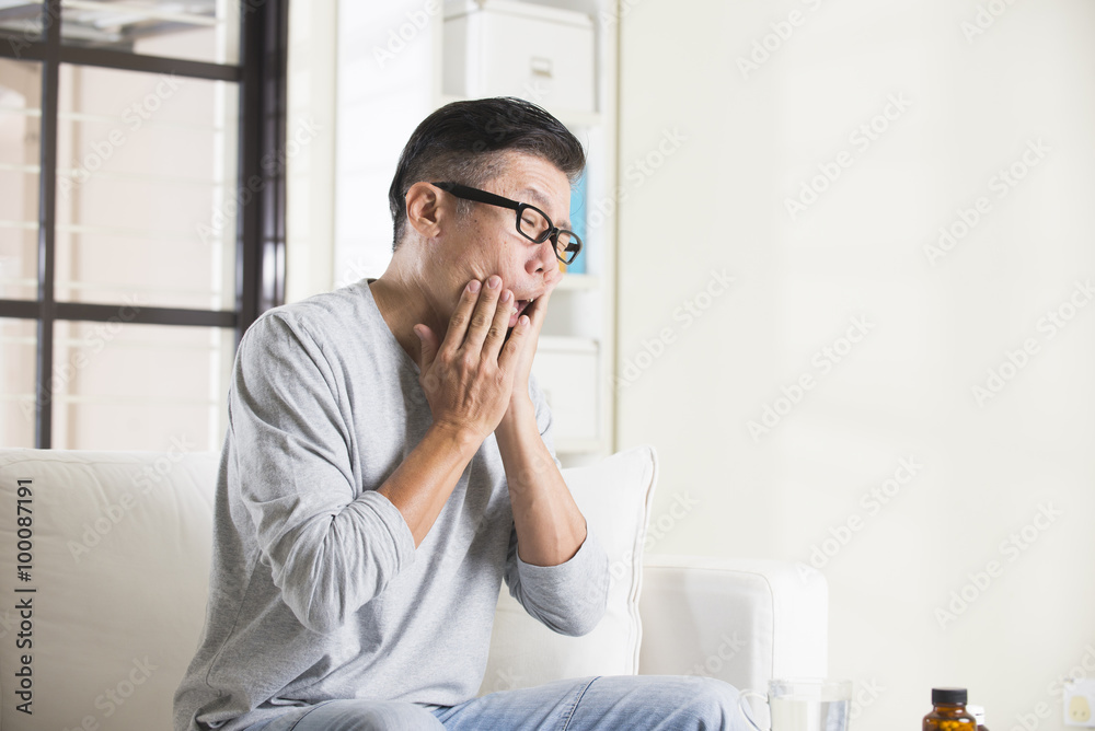 asian senior male in mouth pain asian senior male in mouth pain