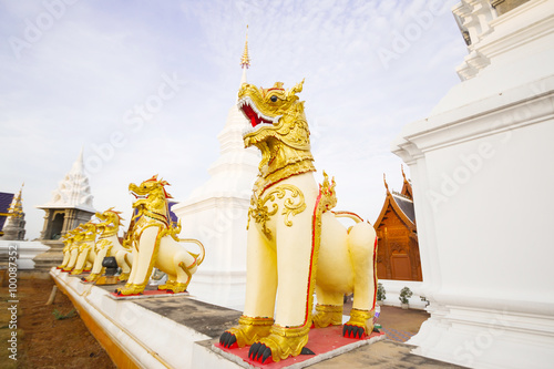 Singha statue in the temple, Wat Ban Den, Maetang, Chiangmai, Thailand
 photo