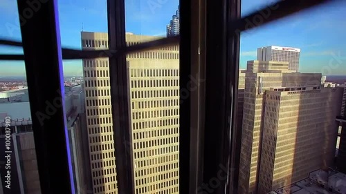 A static shot of the Suntrust Plaza while going up in a fast moving elevator. photo