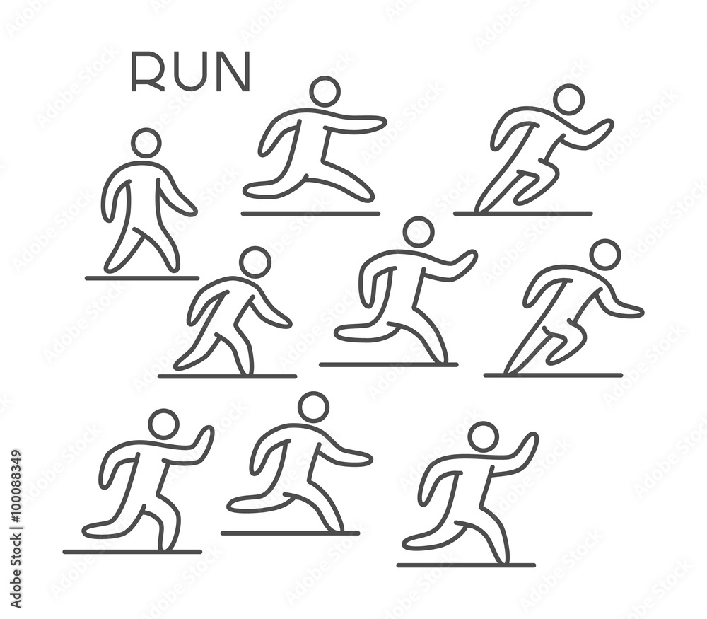 Line silhouette runners. Vector figures athletes. Linear running Line silhouette runners. Vector figures athletes. Linear running