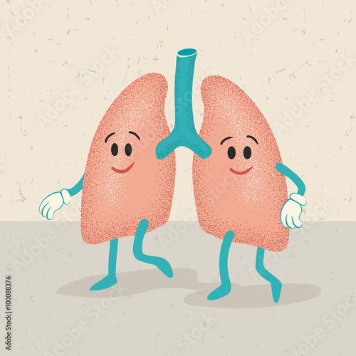 retro cartoon of human lungs characters