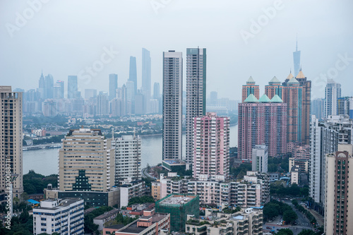 Guangzhou, China-Jan. 7, 2015: Guangzhou CBD view. Twilight view © victor217