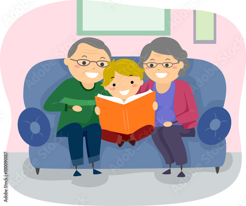 Senior Couple Stickman Kid Book