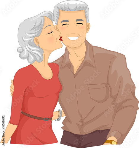 Senior Couple Kiss Cheek
