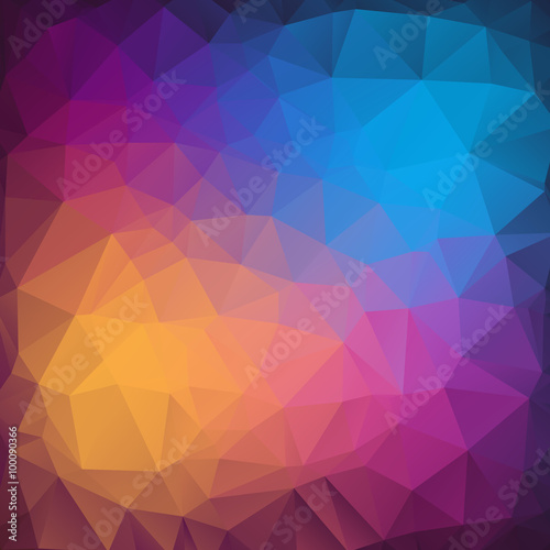 Violet , yellow , blue poly abstract background.