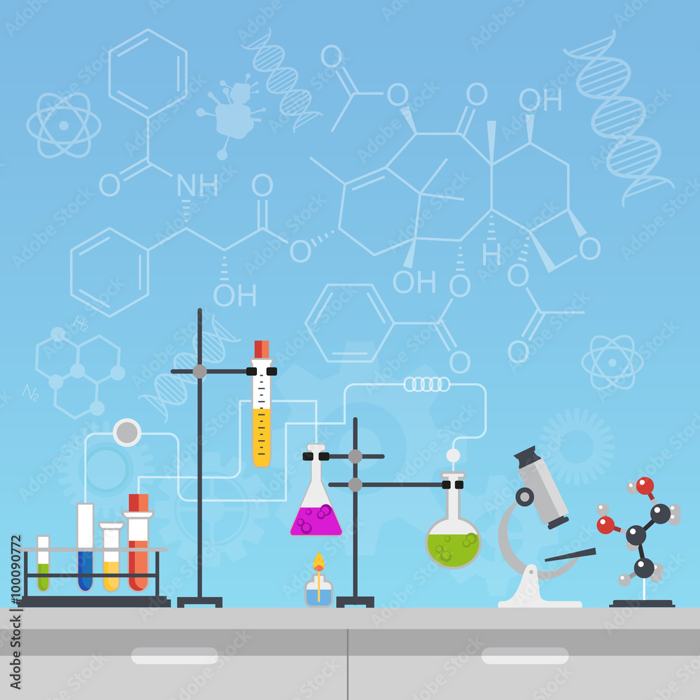 Chemical laboratory science and technology flat style design vector ...