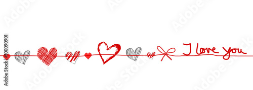 I Love You Band Banner Schleife Herz Herzen Rot Hintergrund Text