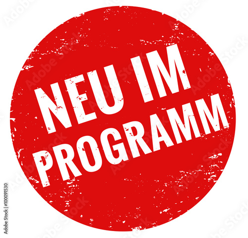 Neu im Programm Stempel rot grunge