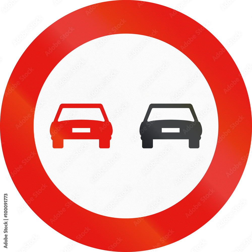 Road sign used in Spain - Overtaking prohibited Road sign used in Spain - Overtaking prohibited
