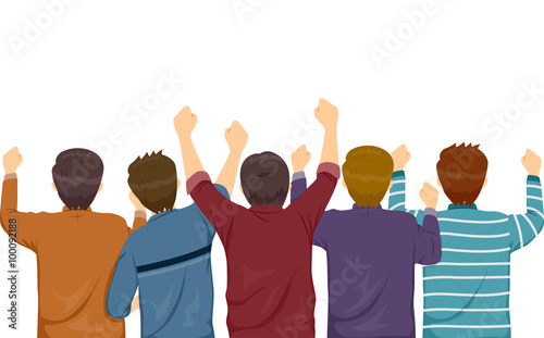 Men Back View Cheering