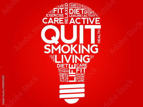 Quit Smoking bulb word cloud, health concept