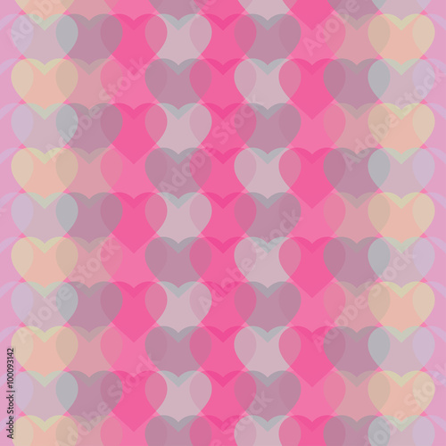 Seamless vector background with transparent decorative hearts