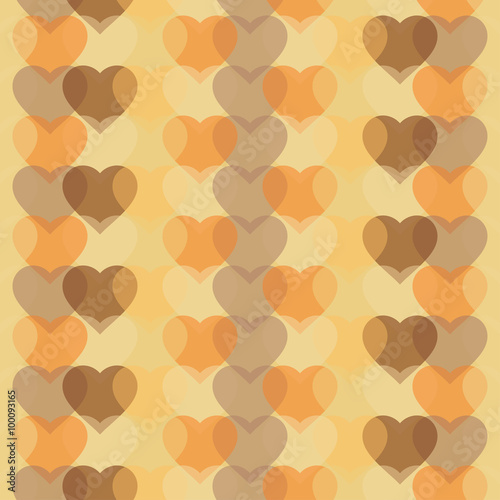 Seamless vector background with transparent decorative hearts