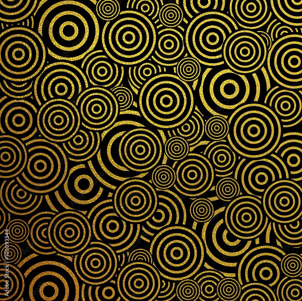 Gold glitter circles pattern vector background