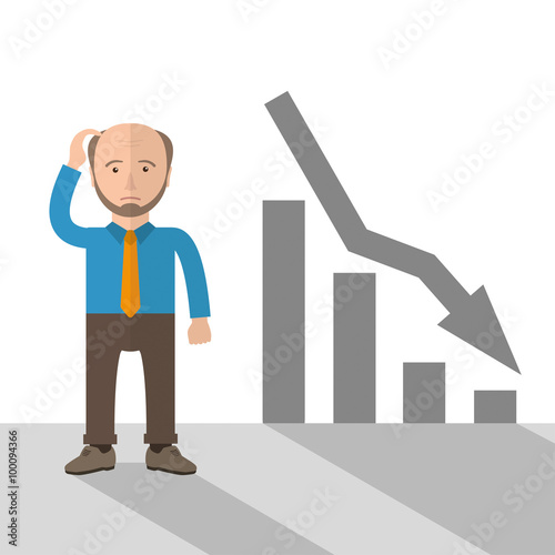 Cartoon Old Businessman Dropping Chart