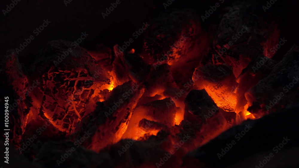 Charcoal fire is burning like a volcano. Charcoal fire is burning like a volcano.