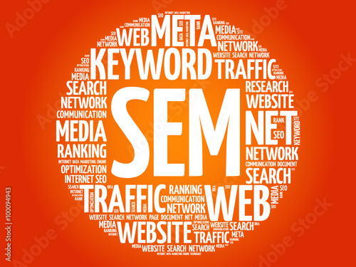 SEM - Search Engine Marketing word cloud, business concept