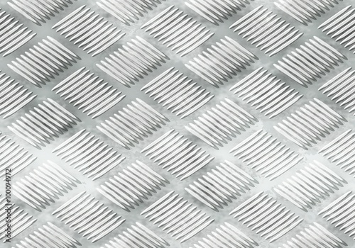 The ribbed silver metal plate surface texture.