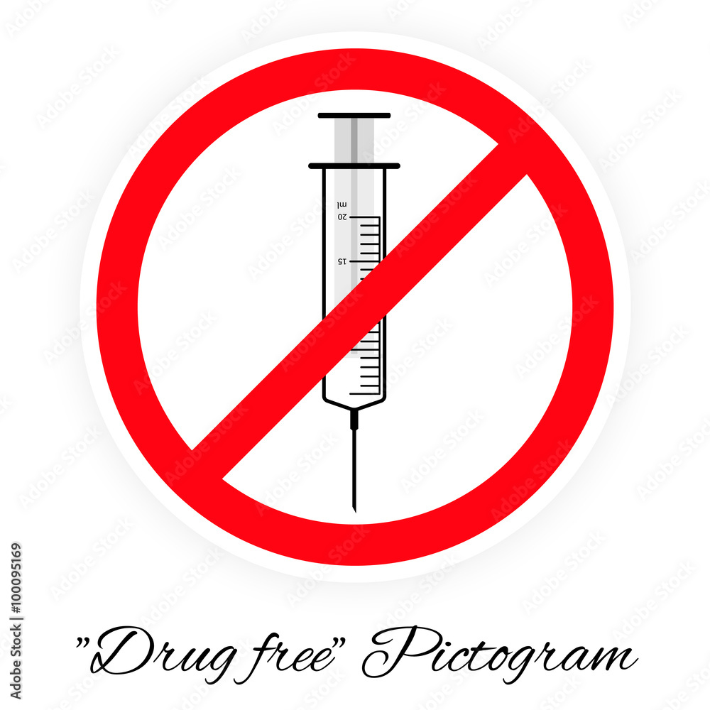 Drug free pictogram, black and white Drug free pictogram, black and white