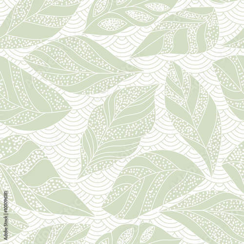 Contour seamless background with leaf