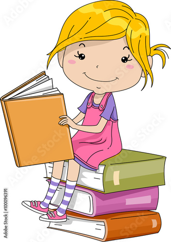 Kid Girl Read Big Books