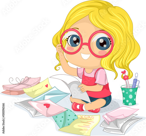 Kid Girl Read Love Letters ...