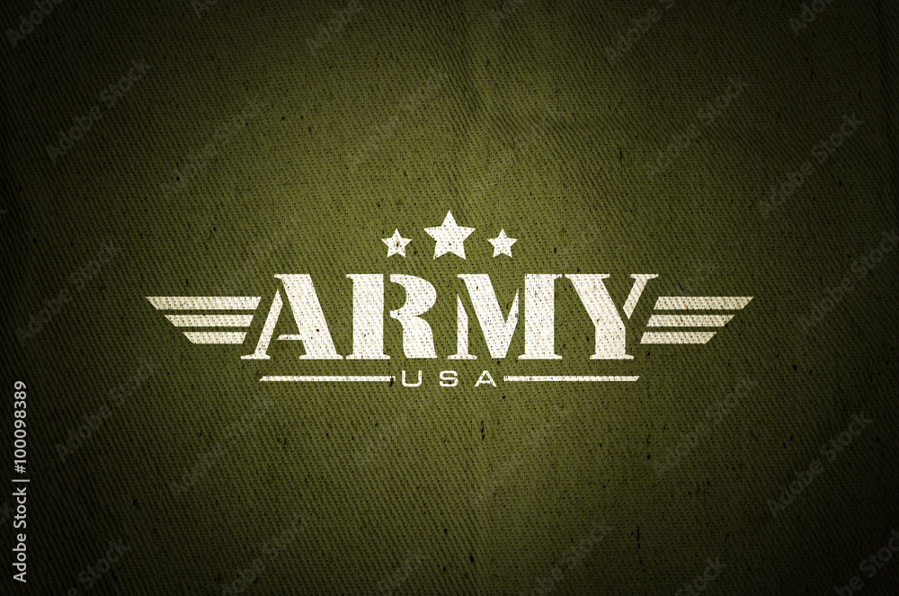 Obraz premium Military army star silk old fabric texture background