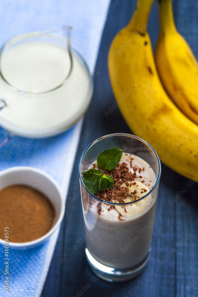 Banana smoothie with chocolate flakes Banana smoothie with chocolate flakes