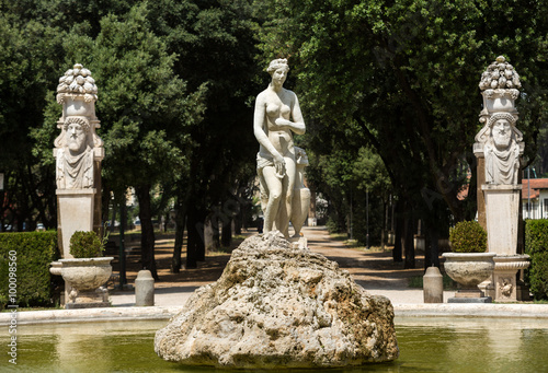 Marble statues in Villa Borghese, public park in Rome. Italy Italy