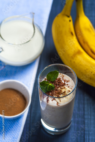 Banana smoothie with chocolate flakes