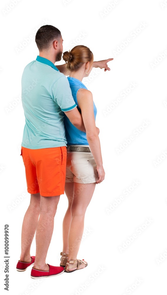 Fototapeta premium young couple pointing.