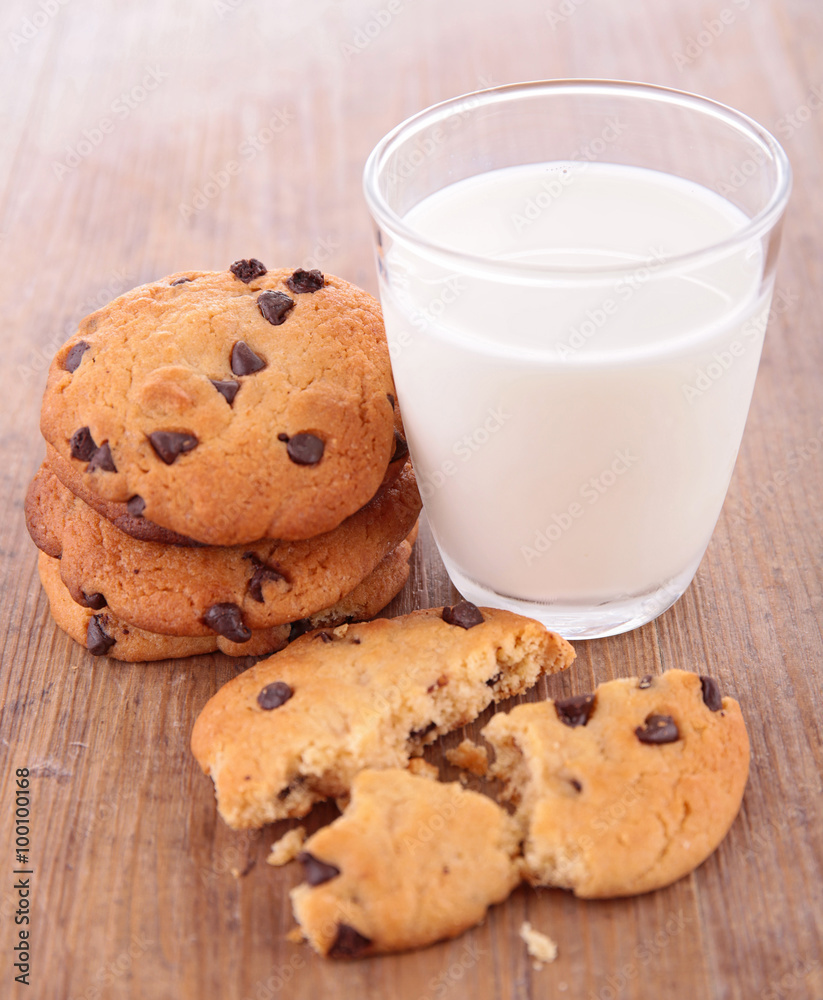 chocolate cookies and glass of milk chocolate cookies and glass of milk