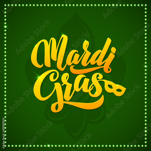 Mardi Gras Carnival Calligraphy Poster. Vector illustration Calligraphic Greeting card. Mardi Gras type treatment