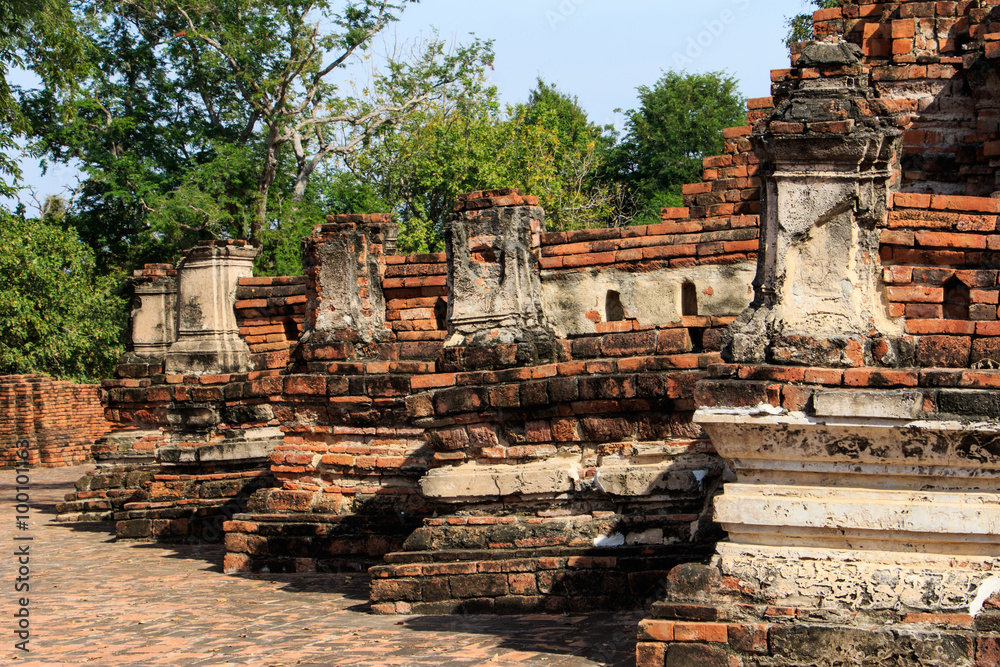 Stupas pagoda, Ancient Temple of Wat Worachet Temple ,The Ancient Siam Civilization of Ayutthaya Thailand