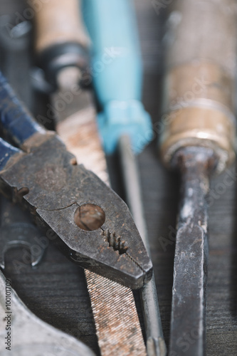 old tools in closeup