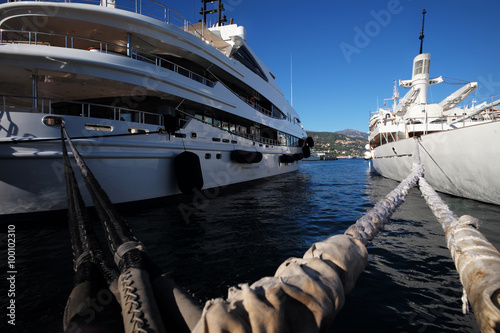 Beautiful modern ships at moorage