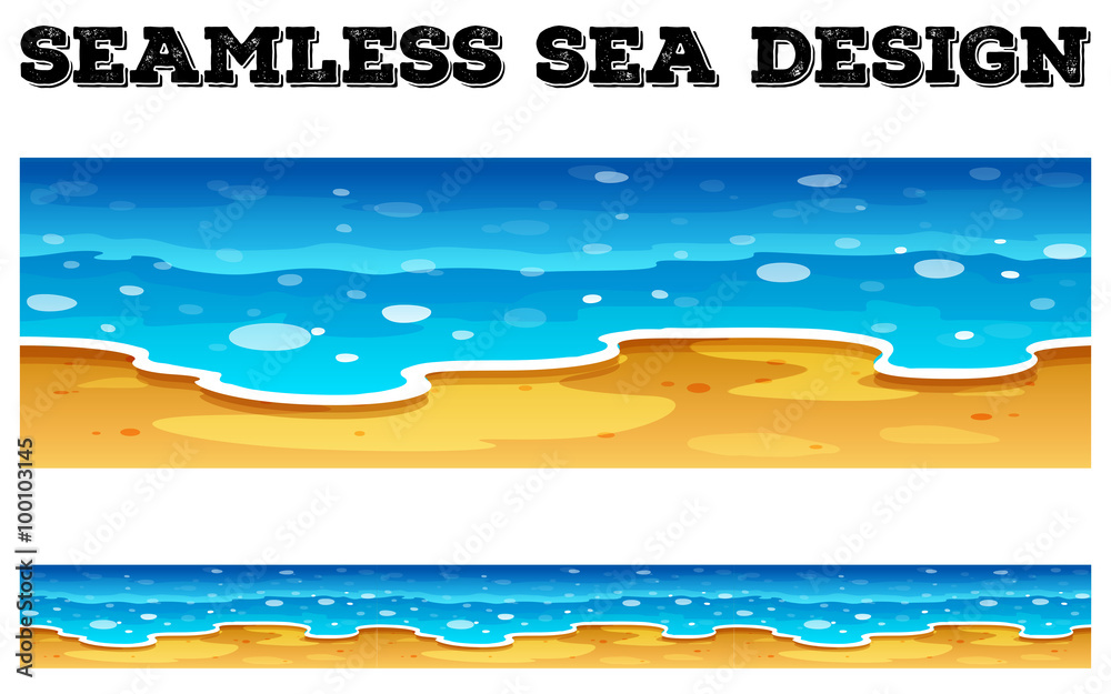 Seamless background design with blue ocean