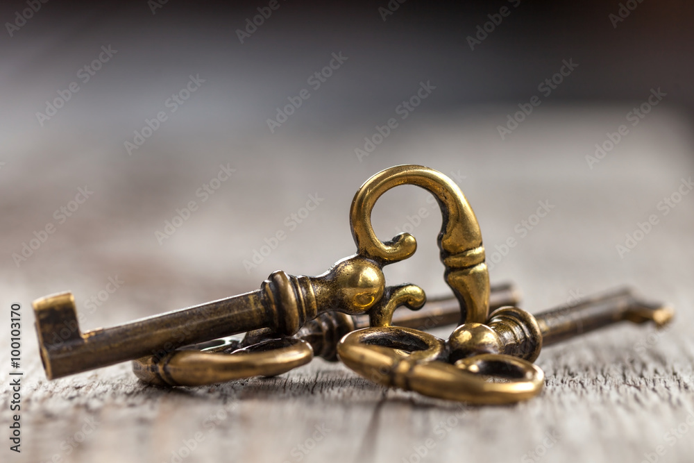 alte Schlüssel golden Stock-Foto