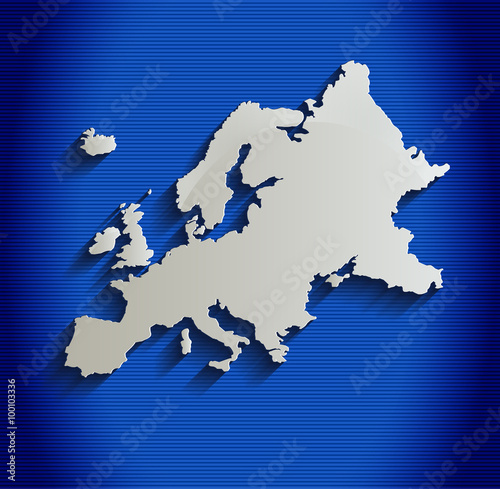 Europe map blue line 3D vector