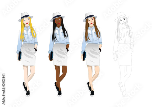 Woman Fashion with Panama H...