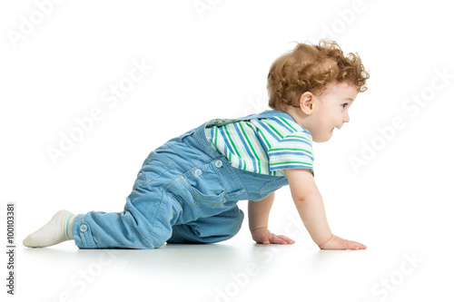 Fotografi crawling baby. isolated on white background