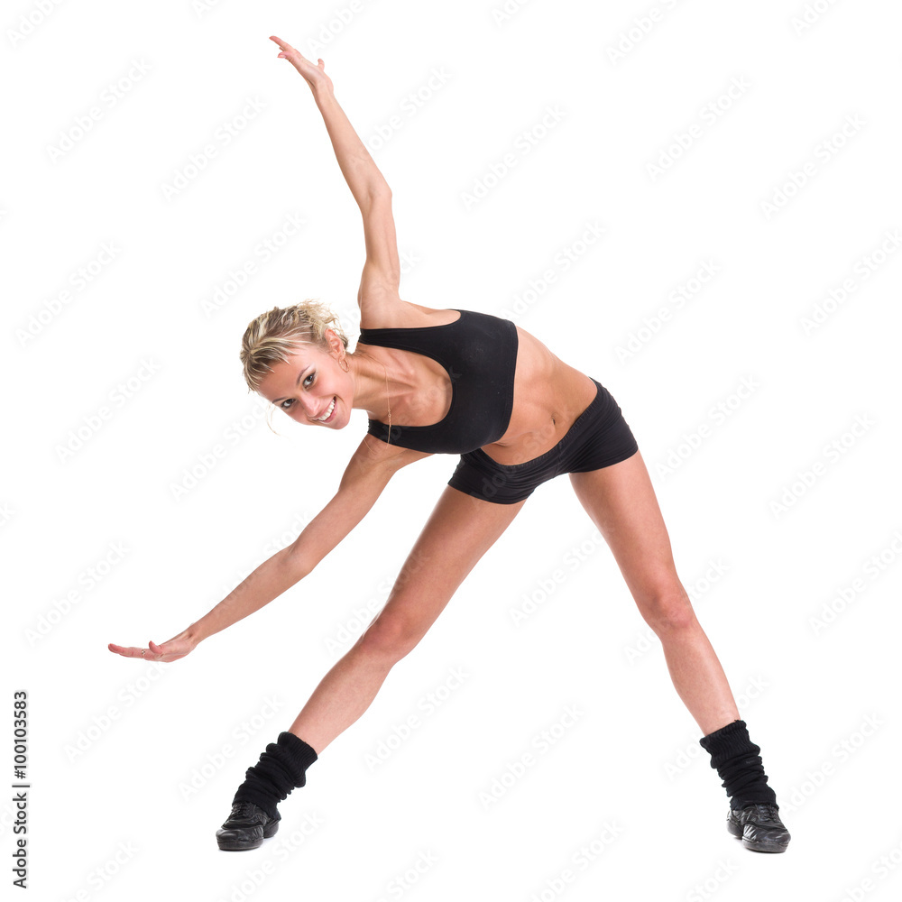 Aerobics fitness woman exercising isolated in full body. Aerobics fitness woman exercising isolated in full body.