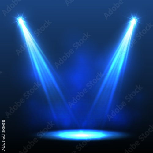 Abstract blue spotlight background. Vector illustration