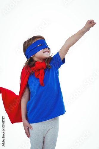 Masked girl pretending to be superhero