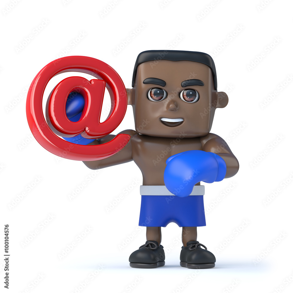 3d Black boxer has an email address