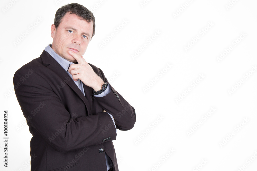 Thinking worried man isolated on white background Thinking worried man isolated on white background