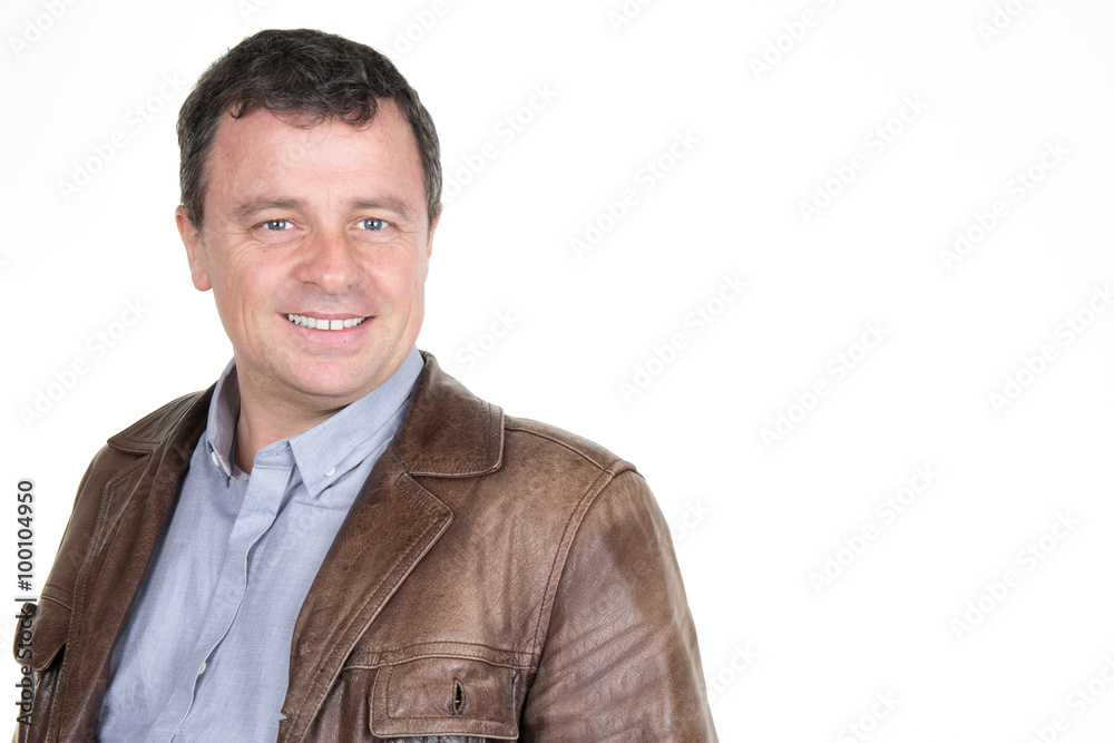 Confident and smiling male isolated over white. Confident and smiling male isolated over white.