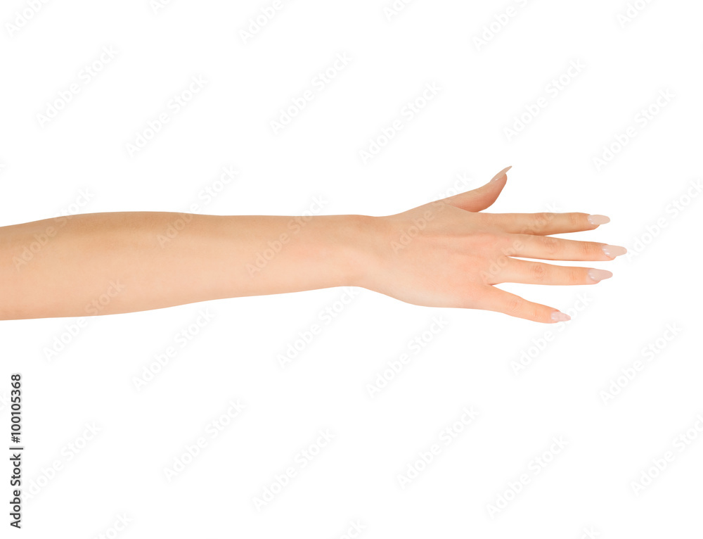 Beauty woman hand over white