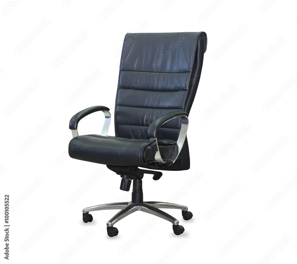 Fototapeta premium Modern office chair from black leather. Isolated