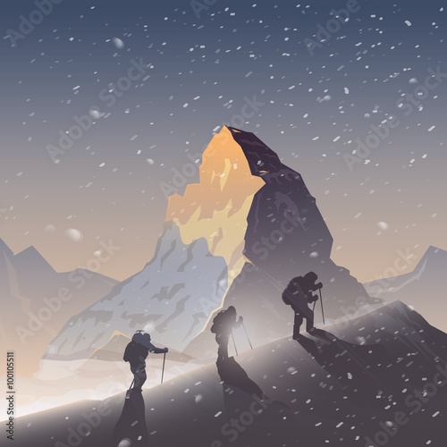 Vector background. Climbing, Trekking, Hiking.